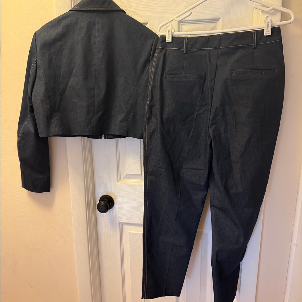 Zara Navy Blue Pants & Jacket Set - Picture 5 of 7